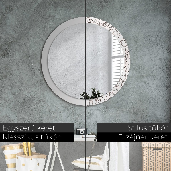 Bedrukte ronde spiegel Kunst lijnen