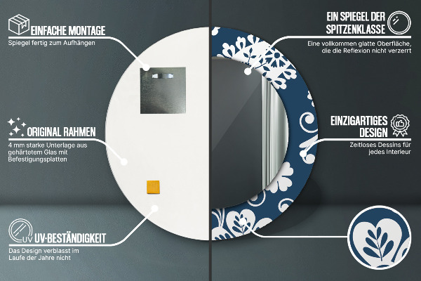 Ronde spiegel met decoratie Paisley-compositie