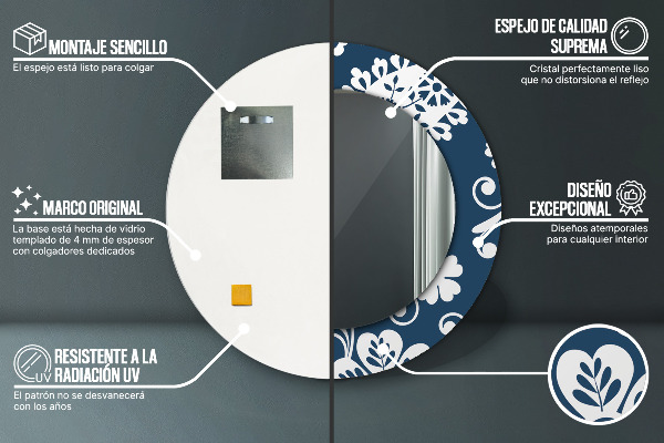 Ronde spiegel met decoratie Paisley-compositie