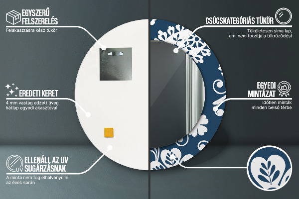 Ronde spiegel met decoratie Paisley-compositie