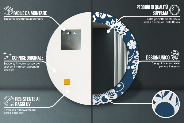 Ronde spiegel met decoratie Paisley-compositie