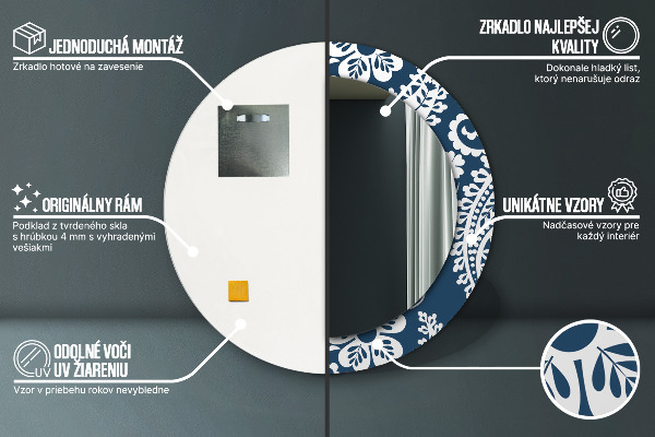 Ronde spiegel met decoratie Paisley-compositie