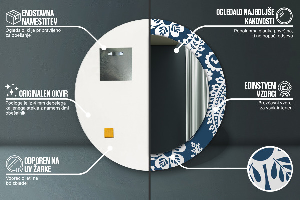 Ronde spiegel met decoratie Paisley-compositie