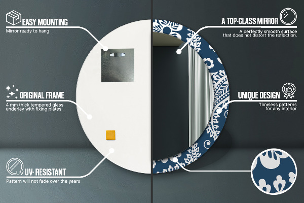 Ronde spiegel met decoratie Paisley-compositie