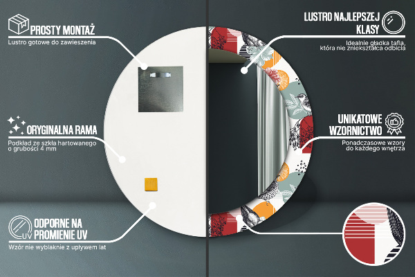 Bedrukte ronde spiegel Abstractie met vogels