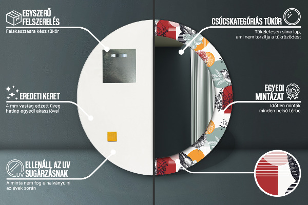 Bedrukte ronde spiegel Abstractie met vogels