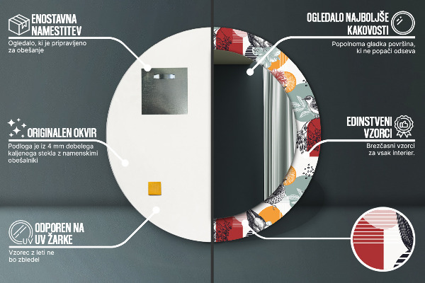 Bedrukte ronde spiegel Abstractie met vogels