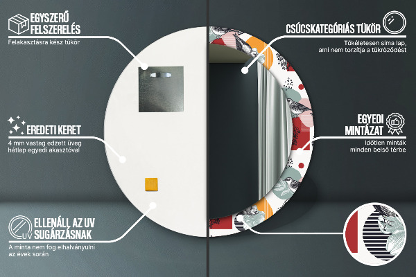 Bedrukte ronde spiegel Abstractie met vogels