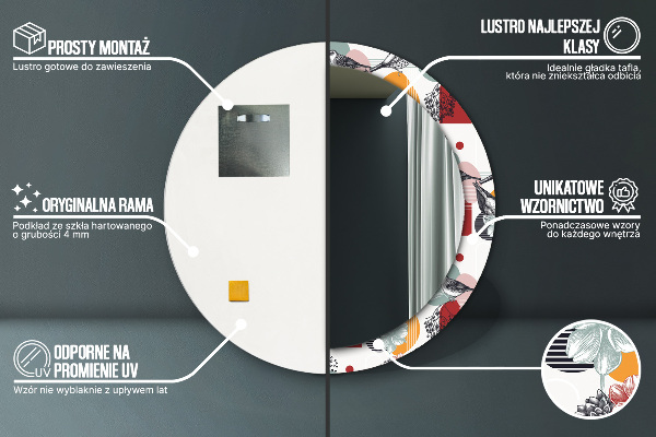 Bedrukte ronde spiegel Abstractie met vogels