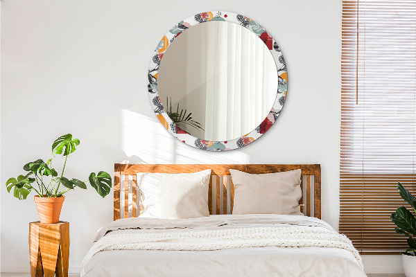 Bedrukte ronde spiegel Abstractie met vogels