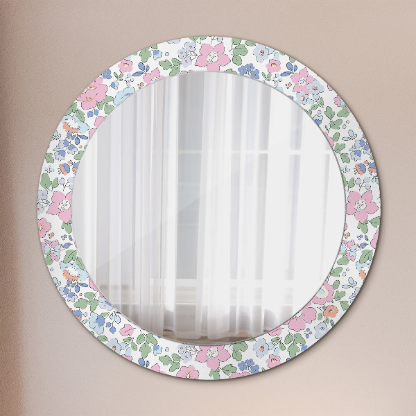 Ronde spiegel met decoratie Gevoelige bloemen