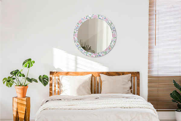 Ronde spiegel met decoratie Gevoelige bloemen