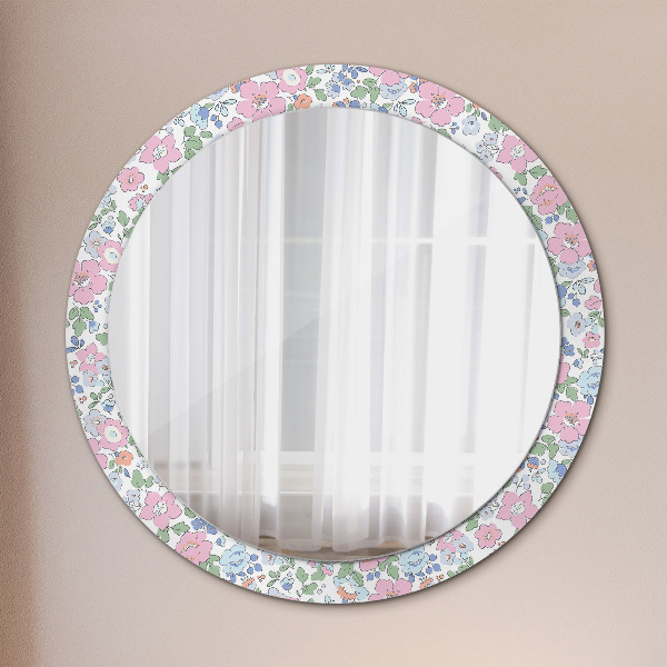 Ronde spiegel met decoratie Gevoelige bloemen