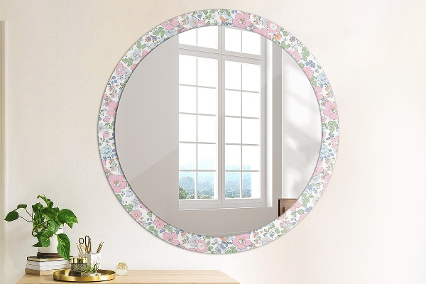 Ronde spiegel met decoratie Gevoelige bloemen