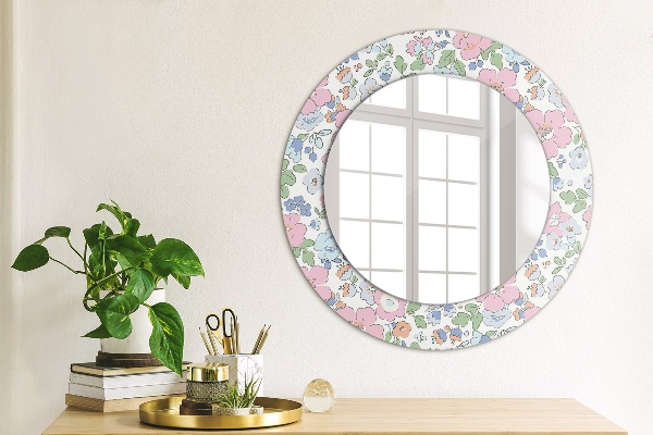 Ronde spiegel met decoratie Gevoelige bloemen
