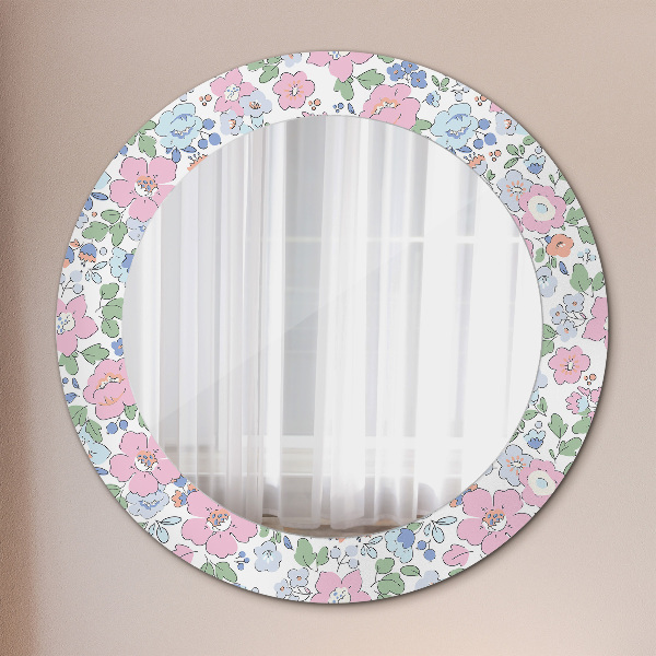 Ronde spiegel met decoratie Gevoelige bloemen