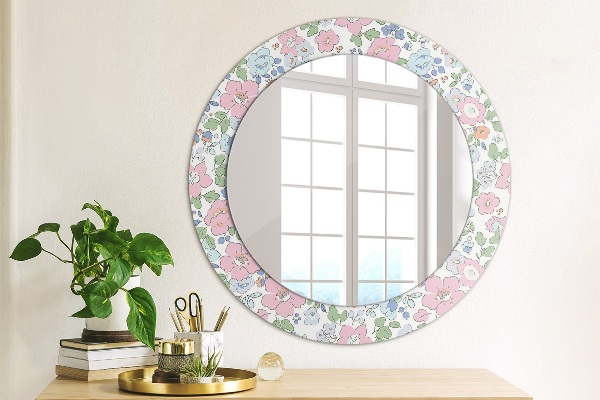 Ronde spiegel met decoratie Gevoelige bloemen