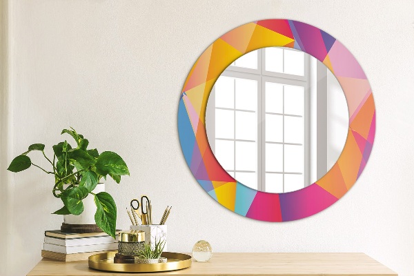 Ronde wandspiegel met print Geometrische compositie