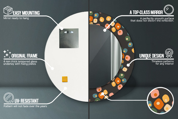Bedrukte ronde spiegel Bloem stippen