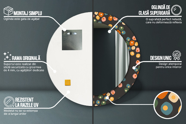 Bedrukte ronde spiegel Bloem stippen