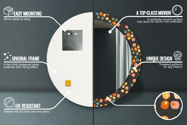 Bedrukte ronde spiegel Bloem stippen