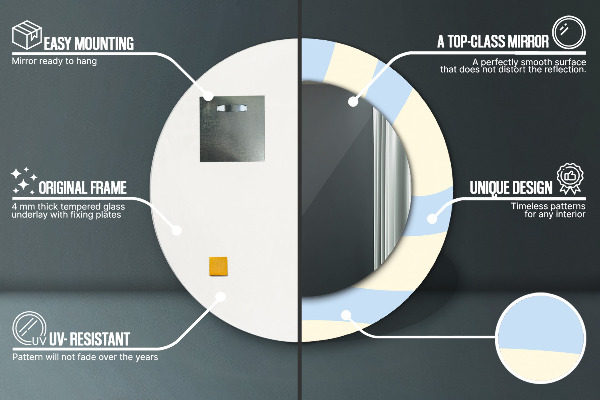 Ronde wandspiegel met print Abstracte vorm