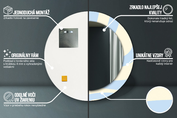 Ronde wandspiegel met print Abstracte vorm