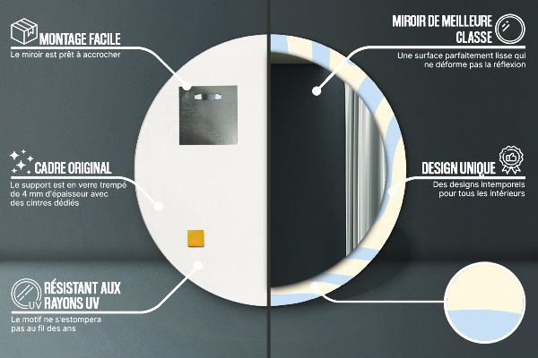 Ronde wandspiegel met print Abstracte vorm