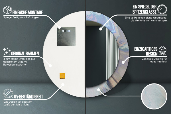 Bedrukte ronde spiegel Holografische textuur