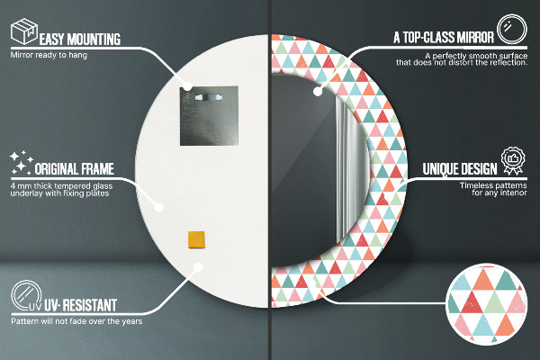 Ronde spiegel met bedrukte lijst Geometrisch patroon