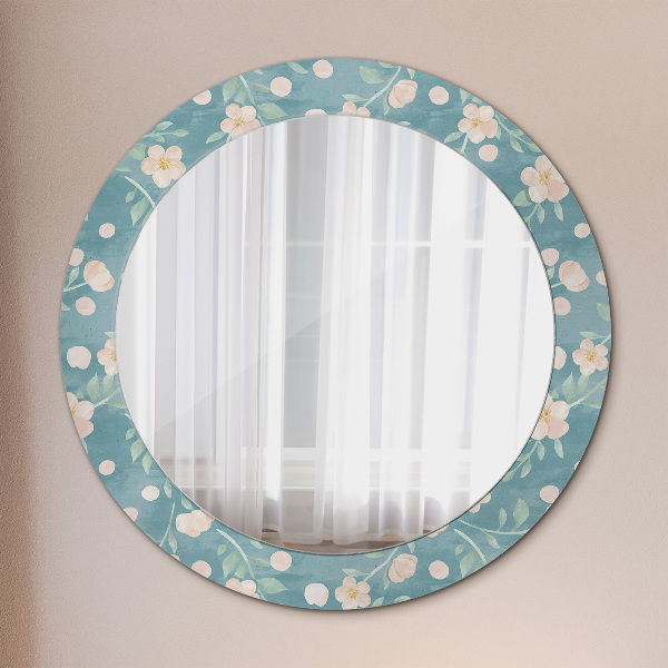 Ronde spiegel met decoratie Bloemenpatroon