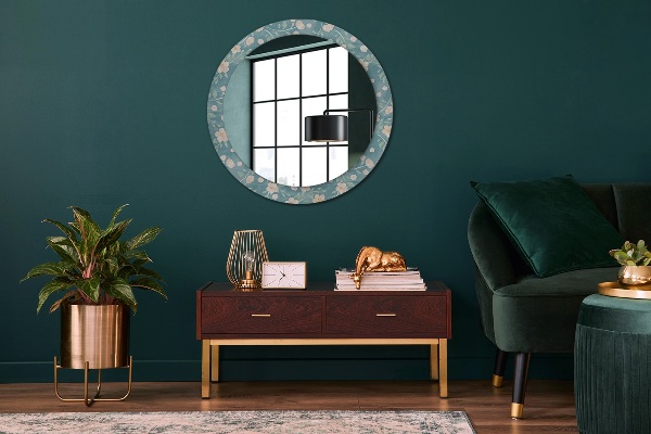 Ronde spiegel met decoratie Bloemenpatroon