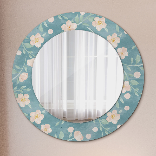 Ronde spiegel met decoratie Bloemenpatroon
