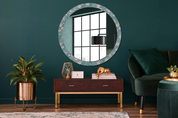 Ronde spiegel met decoratie Bloemenpatroon