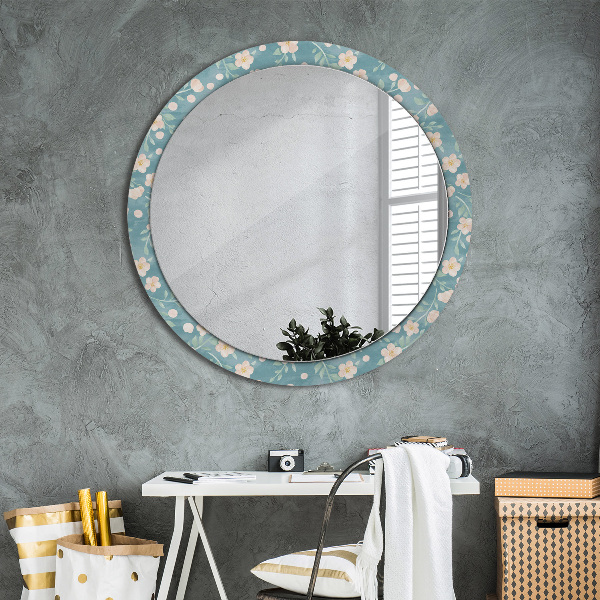 Ronde spiegel met decoratie Bloemenpatroon