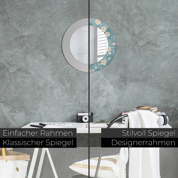 Ronde spiegel met decoratie Bloemenpatroon