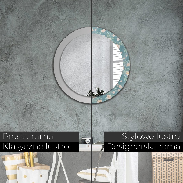 Ronde spiegel met decoratie Bloemenpatroon