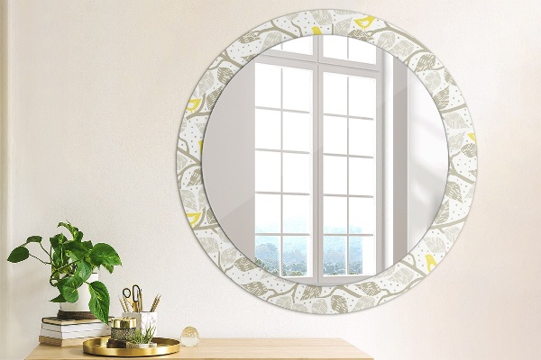Ronde wandspiegel met print Gele vogels op de takken