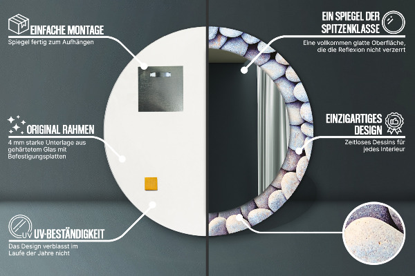 Bedrukte ronde spiegel Zeestenen cirkel