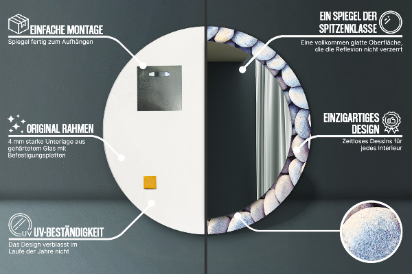 Bedrukte ronde spiegel Zeestenen cirkel