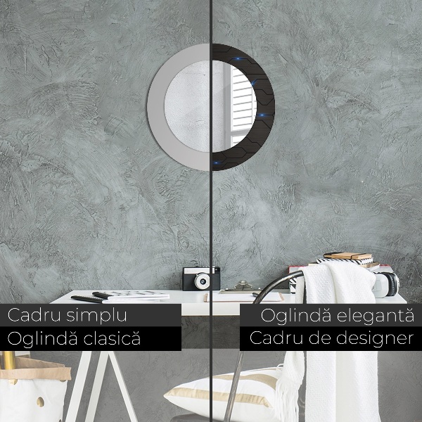 Ronde spiegel met bedrukte lijst Futuristische samenvatting