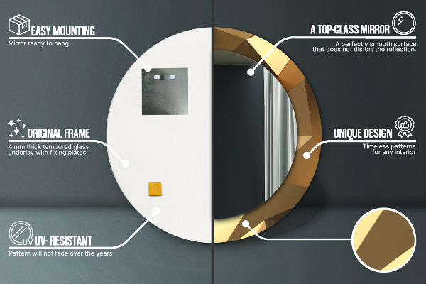 Ronde spiegel met decoratie Gouden abstractie