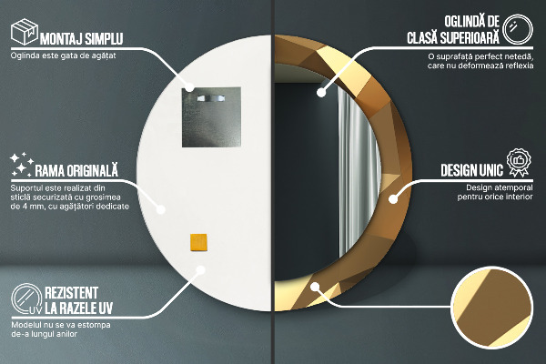 Ronde spiegel met decoratie Gouden abstractie