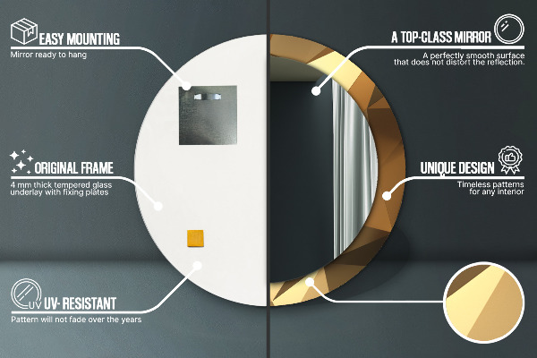 Ronde spiegel met decoratie Gouden abstractie