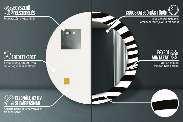 Ronde spiegel met decoratie Abstracte golf