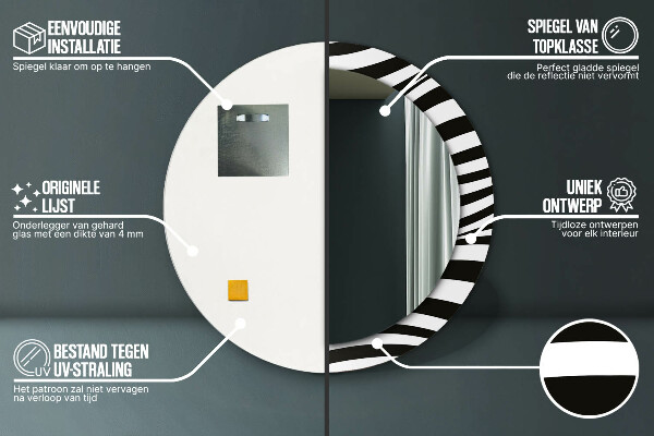 Ronde spiegel met decoratie Abstracte golf