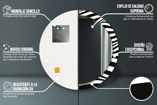 Ronde spiegel met decoratie Abstracte golf