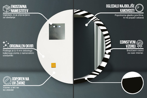 Ronde spiegel met decoratie Abstracte golf