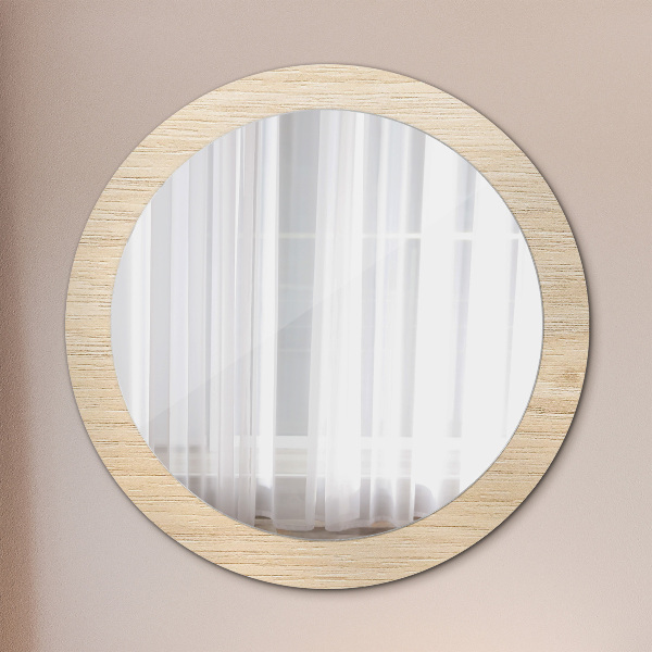 Bedrukte ronde spiegel Licht hout