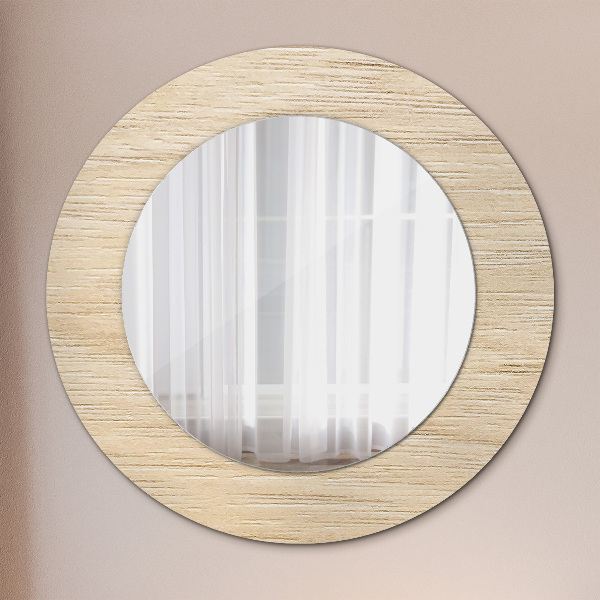 Bedrukte ronde spiegel Licht hout